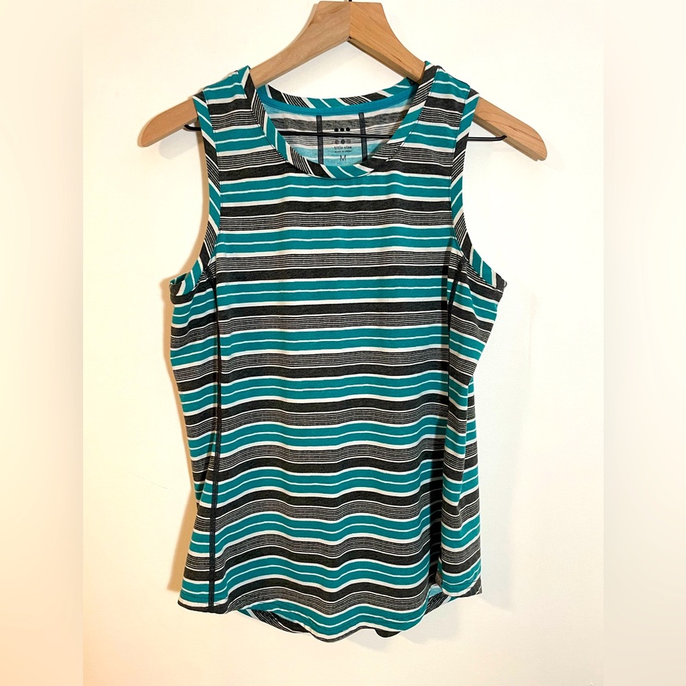 Title Nine Striped Tank Top in Teal, Black, White